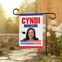 Cyndi Munson For Oklahoma Governor 2026 Garden Flag, Double Sided, 2026 Governor Flag, Democrate, Elections Flag, Race Red White & Blue Flag