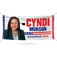 Cyndi Munson For Oklahoma U.S. Governor Banner Sign, 13 oz Waterproof US Governor Election 2026 Vinyl Banner With Metal Grommets
