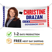 Christine Drazan For Oregon U.S. Governor Banner Sign, 13 oz Waterproof US Governor Election 2026 Vinyl Banner With Metal Grommets