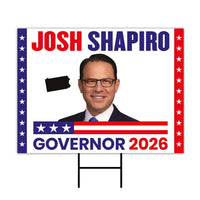 Josh Shapiro For Pennsylvania Governor 2026 Yard Sign, Corrugated Governor Elections Race Red White & Blue Yard Sign with Metal H-Stake