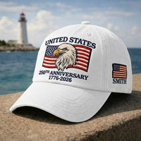 Custom Name USA 250th Anniversary Embroidered Hat, United States 1776–2026 Patriotic Eagle Cap, American Flag Veteran Gift for Men, Women