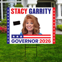 Stacy Garrity For Pennsylvania Governor 2026 Yard Sign, Corrugated Governor Elections Race Red White & Blue Yard Sign with Metal H-Stake
