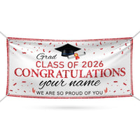 Graduation 2026 Personalized Vinyl Banner, Class of 2026 Congrats Banner Sign, Custom Graduation Party Banner with Name, Metal Grommets