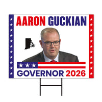 Aaron Guckian For Rhode Island Governor 2026 Yard Sign, Corrugated Governor Elections Race Red White & Blue Yard Sign with Metal H-Stake