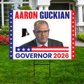 Aaron Guckian For Rhode Island Governor 2026 Yard Sign, Corrugated Governor Elections Race Red White & Blue Yard Sign with Metal H-Stake