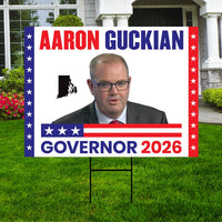 Aaron Guckian For Rhode Island Governor 2026 Yard Sign, Corrugated Governor Elections Race Red White & Blue Yard Sign with Metal H-Stake