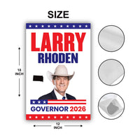 Larry Rhoden For South Dakota Governor 2026 Garden Flag, Double Sided, 2026 Governor Flag, Elections Flag, Race Red White & Blue Flag