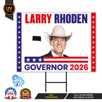 Larry Rhoden For South Dakota Governor 2026 Yard Sign, Corrugated Governor Elections Race Red White & Blue Yard Sign with Metal H-Stake