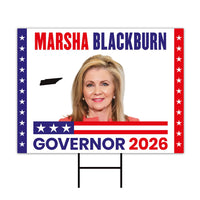 Marsha Blackburn For Tennessee Governor 2026 Yard Sign, Corrugated Governor Elections Race Red White & Blue Yard Sign with Metal H-Stake