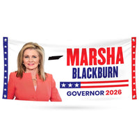Marsha Blackburn For Tennessee U.S. Governor Banner Sign, 13 oz Waterproof US Governor Election 2026 Vinyl Banner With Metal Grommets
