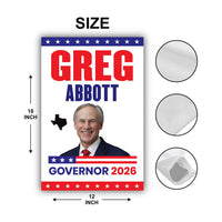 Greg Abbott For Texas Governor 2026 Garden Flag, Double Sided, 2026 Governor Flag, Republican, Elections Flag, Race Red White & Blue Flag