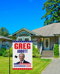 Greg Abbott For Texas Governor 2026 Garden Flag, Double Sided, 2026 Governor Flag, Republican, Elections Flag, Race Red White & Blue Flag