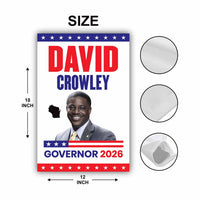 David Crowley For Wisconsin Governor 2026 Garden Flag, Double Sided, 2026 Governor Flag, Elections Flag, Race Red White & Blue Flag