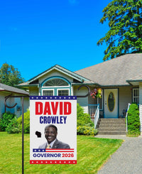 David Crowley For Wisconsin Governor 2026 Garden Flag, Double Sided, 2026 Governor Flag, Elections Flag, Race Red White & Blue Flag