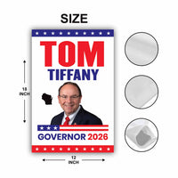 Tom Tiffany For Wisconsin Governor 2026 Garden Flag, Double Sided, 2026 Governor Flag, Elections Flag, Race Red White & Blue Flag