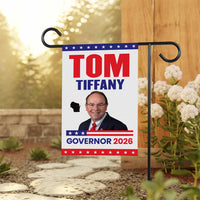 Tom Tiffany For Wisconsin Governor 2026 Garden Flag, Double Sided, 2026 Governor Flag, Elections Flag, Race Red White & Blue Flag