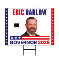 Eric Barlow For Wyoming Governor 2026 Yard Sign, Corrugated Plastic Governor Elections Race Red White & Blue Yard Sign with Metal H-Stake