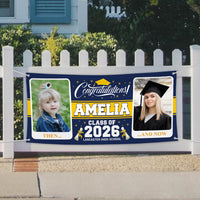 Personalized Graduation Banner 2026, Then and Now Photo Banner, Custom Name School Banner, Class of 2026 Party Decoration Outdoor