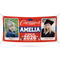 Personalized Graduation Banner 2026, Then and Now Photo Banner, Custom Name School Banner, Class of 2026 Party Decoration Outdoor