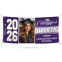Personalized Graduation Banner 2026, Custom Photo Name School Vinyl Banner, Class of 2026 Graduation Banner, Outdoor Party Decoration Sign