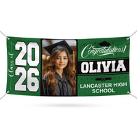 Personalized Graduation Banner 2026, Custom Photo Name School Vinyl Banner, Class of 2026 Graduation Banner, Outdoor Party Decoration Sign