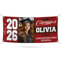 Personalized Graduation Banner 2026, Custom Photo Name School Vinyl Banner, Class of 2026 Graduation Banner, Outdoor Party Decoration Sign