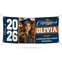 Personalized Graduation Banner 2026, Custom Photo Name School Vinyl Banner, Class of 2026 Graduation Banner, Outdoor Party Decoration Sign