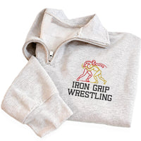 Wrestling Team Embroidered Quarter Zip Sweatshirt, Personalized Wrestling Pullover, Custom Team Name Wrestling Gift, Coach Fan Wear