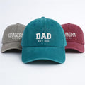 Custom Embroidered Hat with Date, Personalized Grandma Grandpa Gift, Pregnancy Announcement Hat, Vintage Dad Cap, Mothers Day Gift Idea