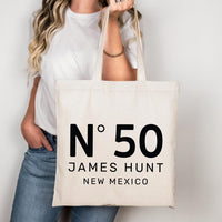 Personalized Number Tote Bag, Custom Name Tote Bag, Minimalist Tote Bag Gift, Custom City Tote, Birthday Tote, Custom Text Bag