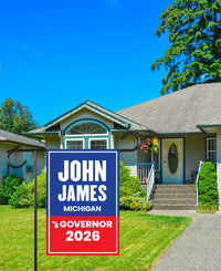 John James For Michigan Governor 2026 Garden Flag, Double Sided, 2026 Governor Flag, Republican, Elections Flag, Race Red White & Blue Flag