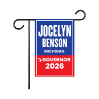 Jocelyn Benson For Michigan Governor 2026 Garden Flag, Double Sided, 2026 Governor Flag, Elections Flag, Race Red White & Blue Flag