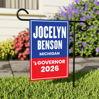 Jocelyn Benson For Michigan Governor 2026 Garden Flag, Double Sided, 2026 Governor Flag, Elections Flag, Race Red White & Blue Flag