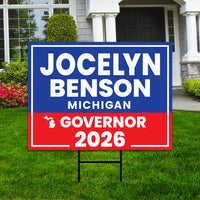 Jocelyn Benson For Michigan Governor 2026 Yard Sign, Corrugated Plastic Governor Elections Race Red White Blue Yard Sign with Metal H-Stake