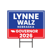 Lynne Walz For Nebraska Governor 2026 Yard Sign, Corrugated Plastic Governor Elections Race Red White & Blue Yard Sign with Metal H-Stake