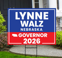 Lynne Walz For Nebraska Governor 2026 Yard Sign, Corrugated Plastic Governor Elections Race Red White & Blue Yard Sign with Metal H-Stake
