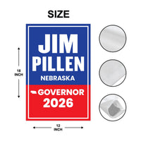 Jim Pillen For Nebraska Governor 2026 Garden Flag, Double Sided, 2026 Governor Flag, Republican, Elections Flag, Race Red White & Blue Flag
