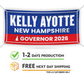 Kelly Ayotte For New Hampshire U.S. Governor Banner Sign, 13 oz Waterproof US Governor Election 2026 Vinyl Banner With Metal Grommets