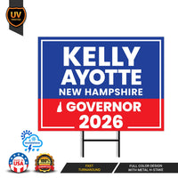 Kelly Ayotte For New Hampshire Governor 2026 Yard Sign, Corrugated Governor Elections Race Red White & Blue Yard Sign with Metal H-Stake