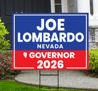 Joe Lombardo For Nevada Governor 2026 Yard Sign, Corrugated Plastic Governor Elections Race Red White & Blue Yard Sign with Metal H-Stake