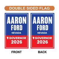 Aaron Ford For Nevada Governor 2026 Garden Flag, Double Sided, 2026 Governor Flag, Democratic, Elections Flag, Race Red White & Blue Flag