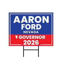 Aaron Ford For Nevada Governor 2026 Yard Sign, Corrugated Plastic Governor Elections Race Red White & Blue Yard Sign with Metal H-Stake