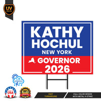 Kathy Hochul For New York Governor 2026 Yard Sign, Corrugated Plastic Governor Elections Race Red White & Blue Yard Sign with Metal H-Stake