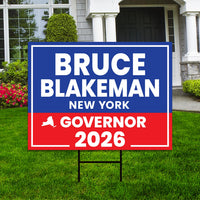 Bruce Blakeman For New York Governor 2026 Yard Sign, Corrugated Plastic Governor Elections Race Red White Blue Yard Sign with Metal H-Stake