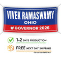Vivek Ramaswamy For Ohio U.S. Governor Banner Sign, 13 oz Waterproof US Governor Election 2026 Vinyl Banner With Metal Grommets