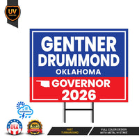 Gentner Drummond For Oklahoma U.S. Governor Yard Sign, 13 oz Waterproof US Governor Election 2026 Vinyl Yard With Metal Grommets