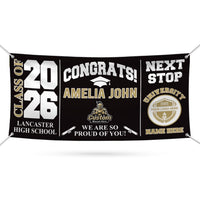 Personalized Graduation Banner 2026 with Mascot Logo, Custom Name School Sign, Class of 2026 Congrats Banner, Next Stop University Decor