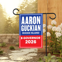 Aaron Guckian For Rhode Island Governor 2026 Garden Flag, Double Sided, 2026 Governor Flag, Elections Flag, Race Red White & Blue Flag