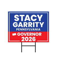 Stacy Garrity For Pennsylvania Governor 2026 Yard Sign, Corrugated Governor Elections Race Red White & Blue Yard Sign with Metal H-Stake