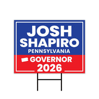 Josh Shapiro For Pennsylvania Governor 2026 Yard Sign, Corrugated Governor Elections Race Red White & Blue Yard Sign with Metal H-Stake